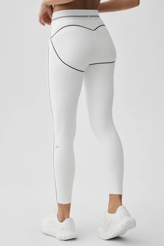 High-Waist Airbrush 7/8 Heart Throb Leggings - Blanco/Negro