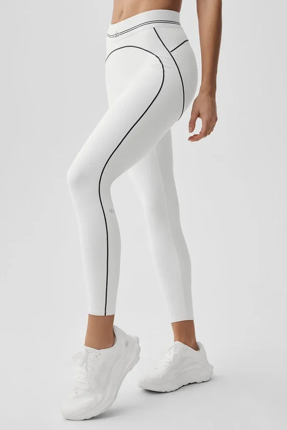 High-Waist Airbrush 7/8 Heart Throb Leggings - Blanco/Negro