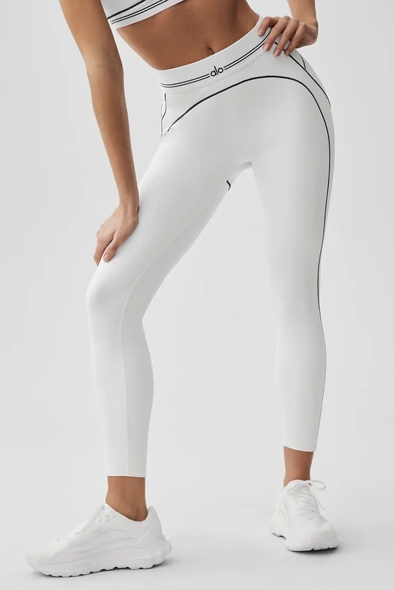 High-Waist Airbrush 7/8 Heart Throb Leggings - Blanco/Negro