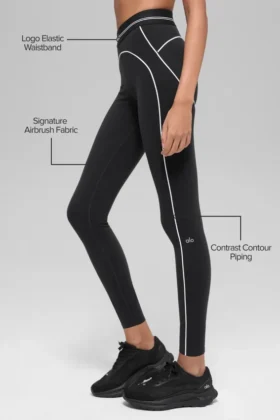 High-Waist Airbrush 7/8 «Heart Throb» Leggings – Negro/Blanco