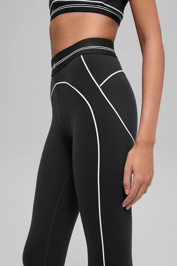 High-Waist Airbrush 7/8 «Heart Throb» Leggings - Negro/Blanco