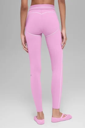 High-Waist Airbrush 7/8 Heart Throb Leggings – Rosa Candy Heart/Blanco
