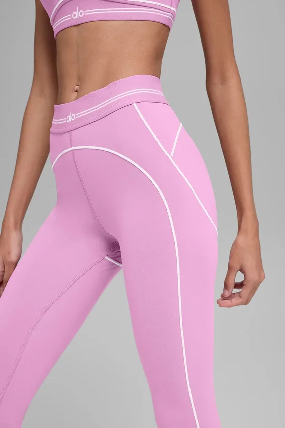 High-Waist Airbrush 7/8 Heart Throb Leggings - Rosa Candy Heart/Blanco