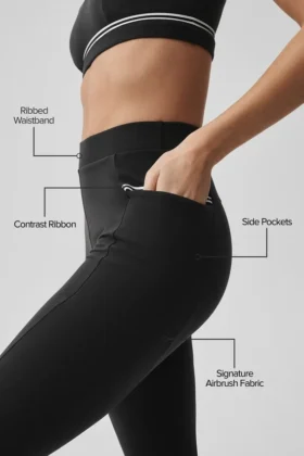 High-Waist Airbrush Fast Track Leggings – Negro/Blanco