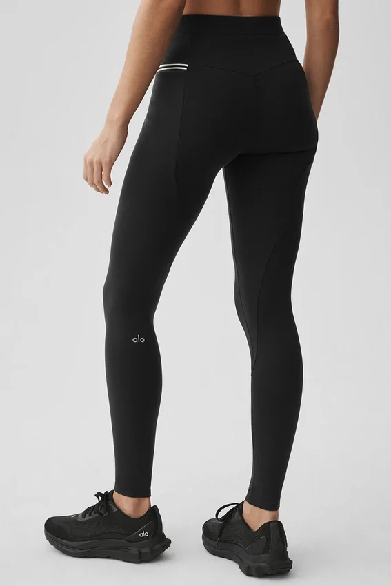 High-Waist Airbrush Fast Track Leggings - Negro/Blanco
