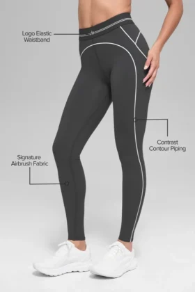 High-Waist Airbrush Heart Throb Leggings – Antracita/Blanco