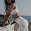 High-Waist Airbrush Legging con diseño de aerógrafo «Heart Throb» - Blanco/Negro
