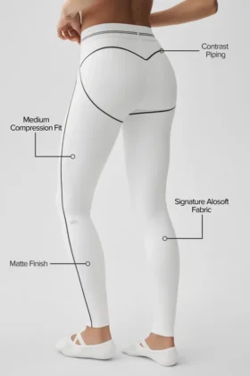 High-Waist Airbrush Legging con diseño de aerógrafo «Heart Throb» – Blanco/Negro