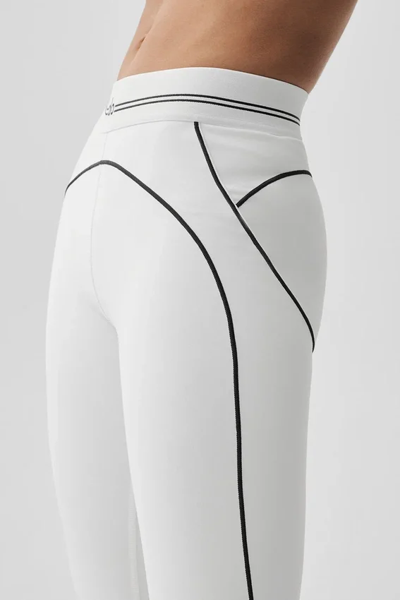 High-Waist Airbrush Legging con diseño de aerógrafo «Heart Throb» - Blanco/Negro