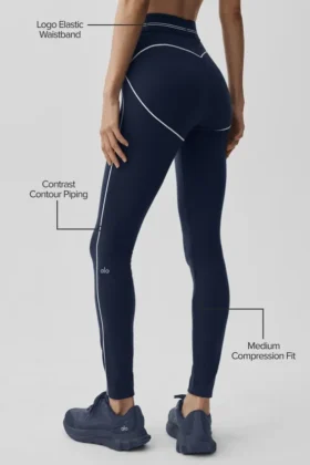 High-Waist Airbrush Legging «Heart Throb» con efecto aerógrafo – Azul marino/Blanco