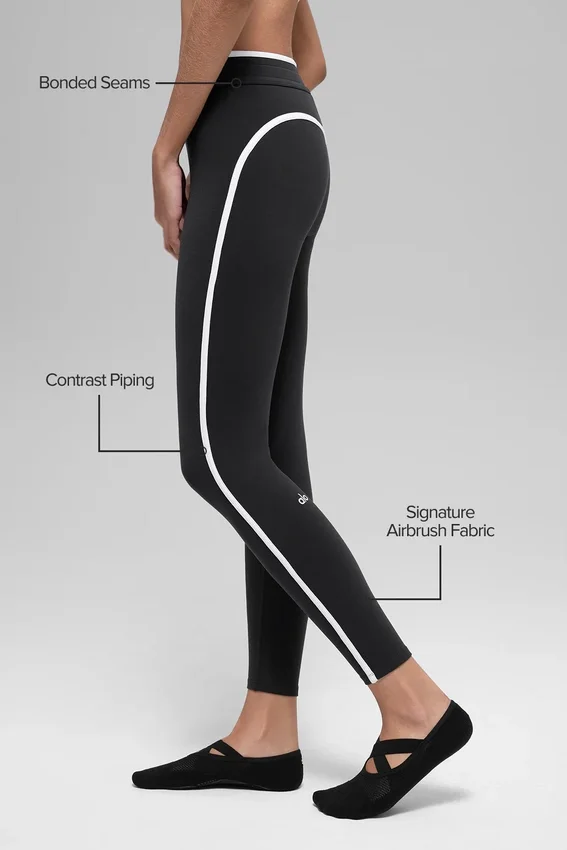High-Waist Airbrush Race Pace 7/8 Leggings - Negro/Blanco