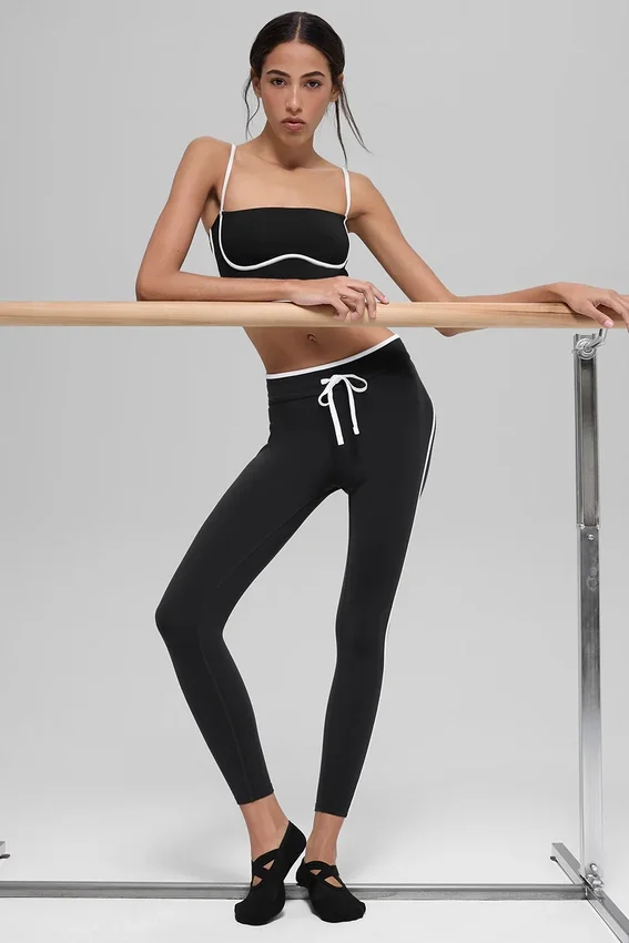 High-Waist Airbrush Race Pace 7/8 Leggings - Negro/Blanco