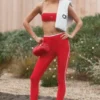 High-Waist Airlift Charger Leggings 7/8 - Rojo brillante/Blanco