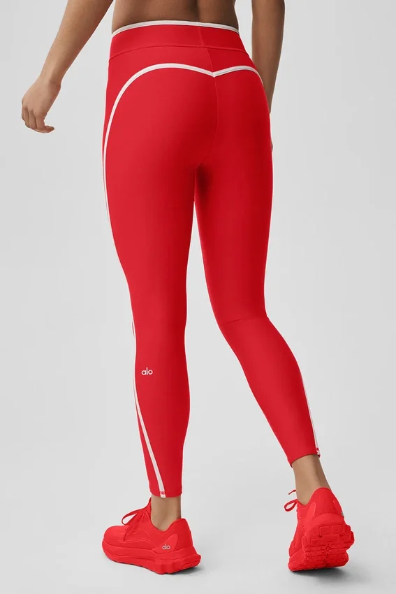 High-Waist Airlift Charger Leggings 7/8 - Rojo brillante/Blanco