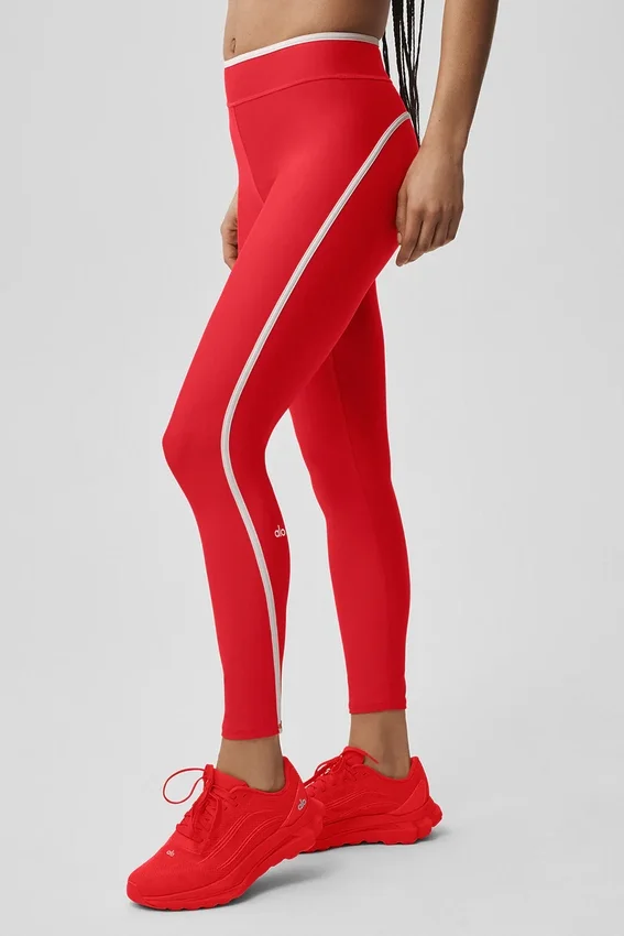 High-Waist Airlift Charger Leggings 7/8 - Rojo brillante/Blanco
