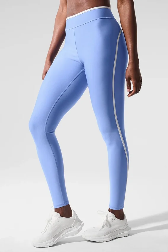 High-Waist Airlift Charger Leggings de 7/8 - Azul cristalino/Blanco
