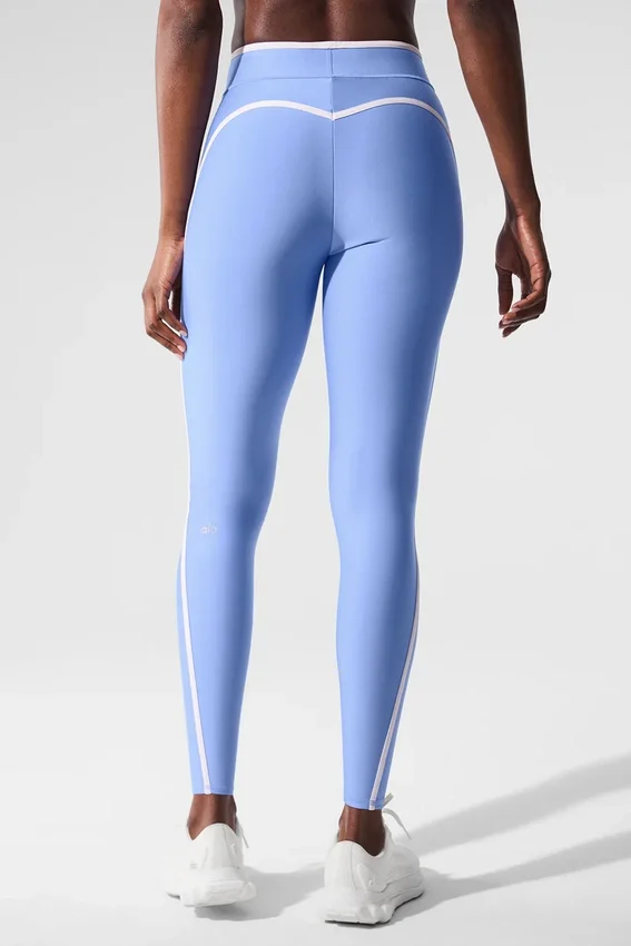 High-Waist Airlift Charger Leggings de 7/8 - Azul cristalino/Blanco
