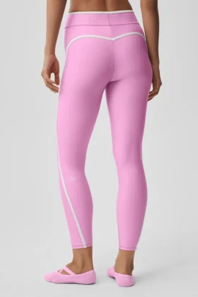 High-Waist Airlift Charger Leggings de 7/8 – Rosa corazón de caramelo/Blanco