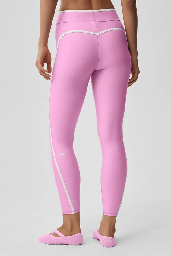 High-Waist Airlift Charger Leggings de 7/8 - Rosa corazón de caramelo/Blanco