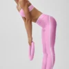 High-Waist Airlift Charger Leggings de 7/8 - Rosa corazón de caramelo/Blanco