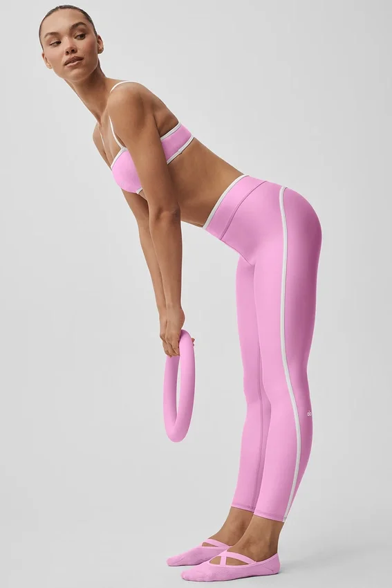 High-Waist Airlift Charger Leggings de 7/8 - Rosa corazón de caramelo/Blanco