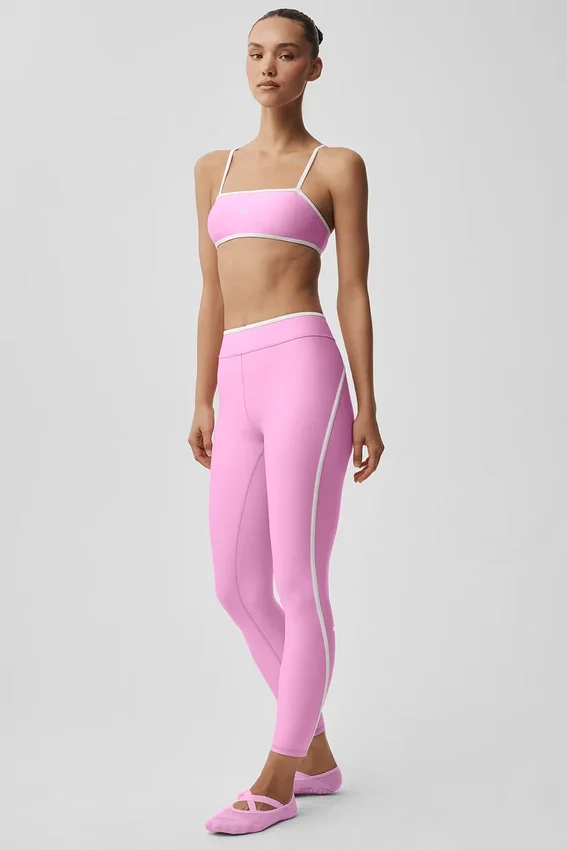 High-Waist Airlift Charger Leggings de 7/8 - Rosa corazón de caramelo/Blanco