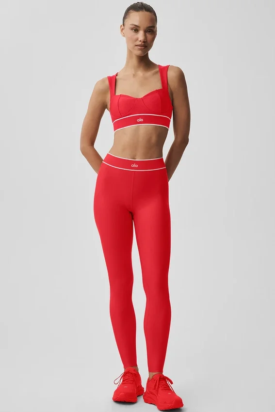 High-Waist Airlift Legging - Rojo brillante/Blanco