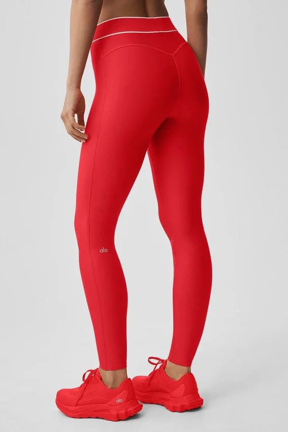 High-Waist Airlift Legging - Rojo brillante/Blanco