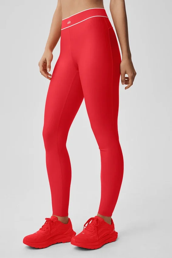 High-Waist Airlift Legging - Rojo brillante/Blanco