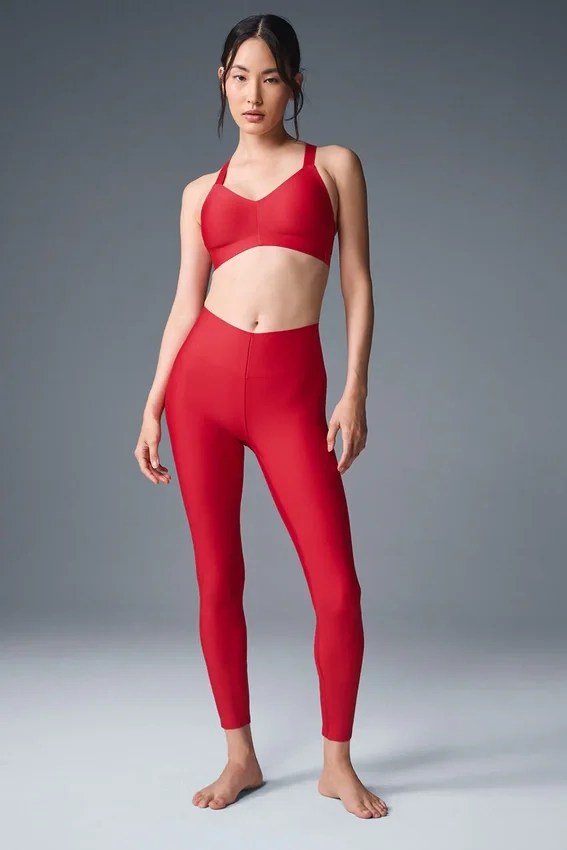 High-Waist Airlift Leggings de largo 7/8 — Rojo intenso