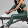 High-Waist Airlift Leggings — Verde trébol/Blanco