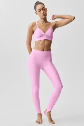 High-Waist Airlift Love Language Stirrup Leggings - Rosa corazón de caramelo
