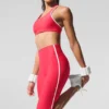 High-Waist Airlift Super Sleek Contrast Capri - Candy Red/White