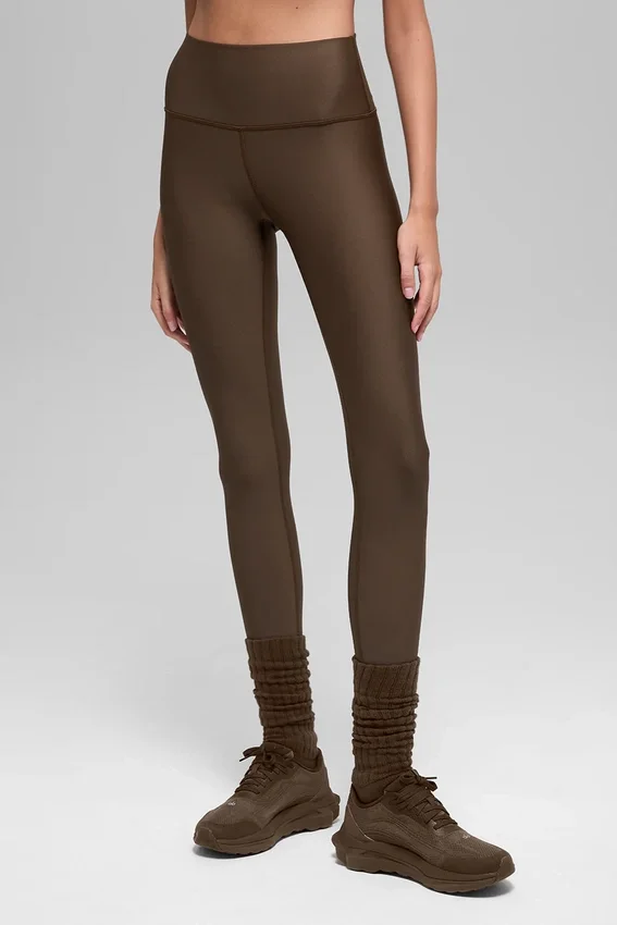 High-Waist Airlift Winter Warm Leggings - Espresso