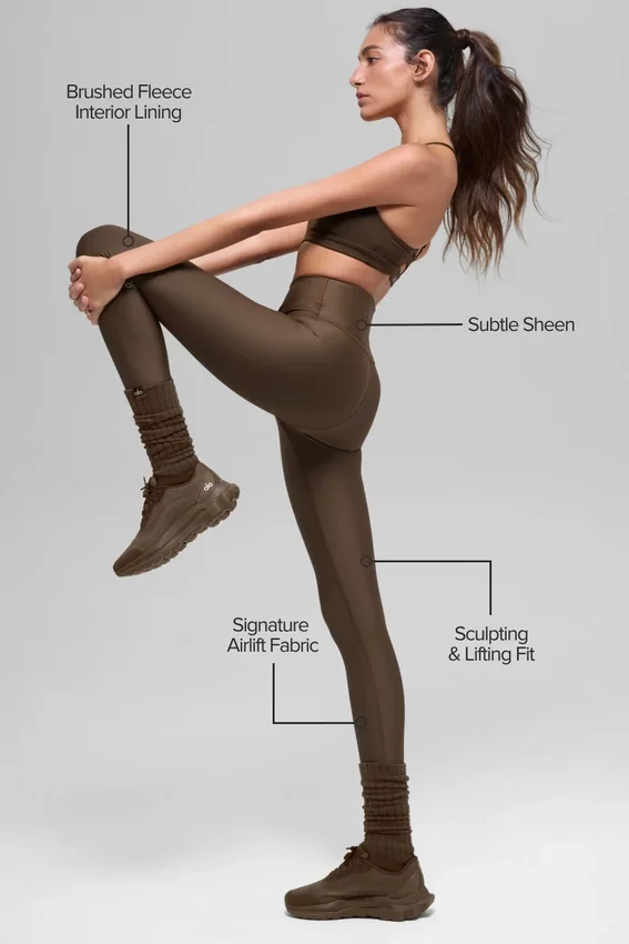 High-Waist Airlift Winter Warm Leggings - Espresso