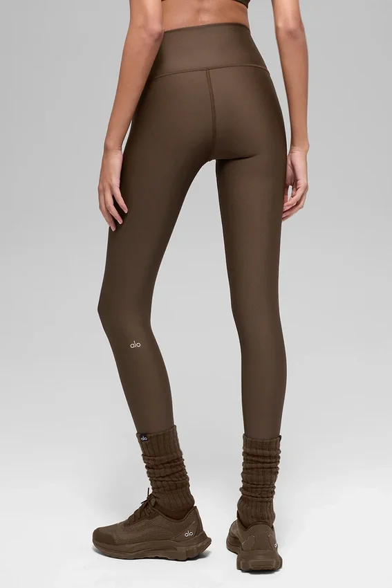 High-Waist Airlift Winter Warm Leggings - Espresso