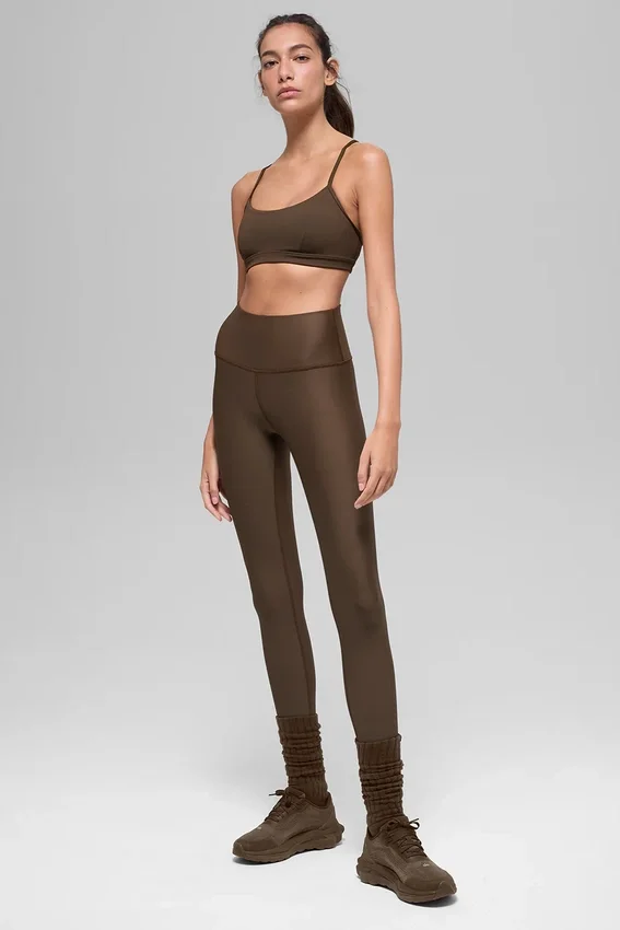 High-Waist Airlift Winter Warm Leggings - Espresso
