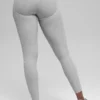 High-Waist Alosoft Heart Throb Leggings de largo 7/8 - Gris jaspeado deportivo/Blanco