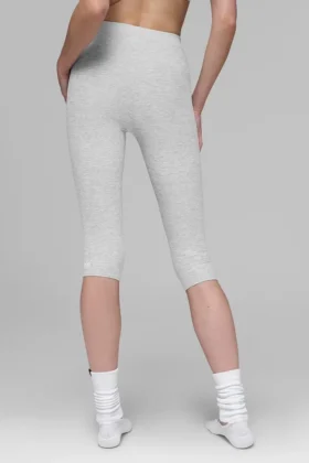 High-Waist Alosoft Iconic 90’S Capri – Gris jaspeado deportivo