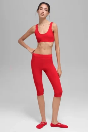 High-Waist Alosoft Iconic 90'S capri — Rojo brillante