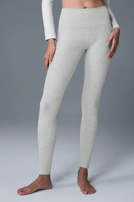 High-Waist Alosoft Lounge Legging - Gris jaspeado deportivo