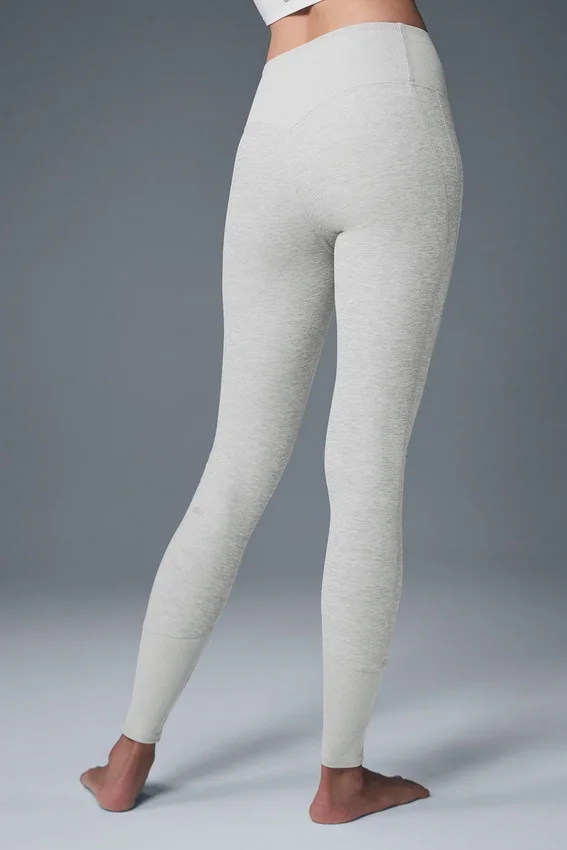 High-Waist Alosoft Lounge Legging - Gris jaspeado deportivo