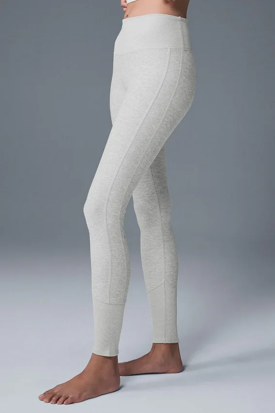High-Waist Alosoft Lounge Legging - Gris jaspeado deportivo