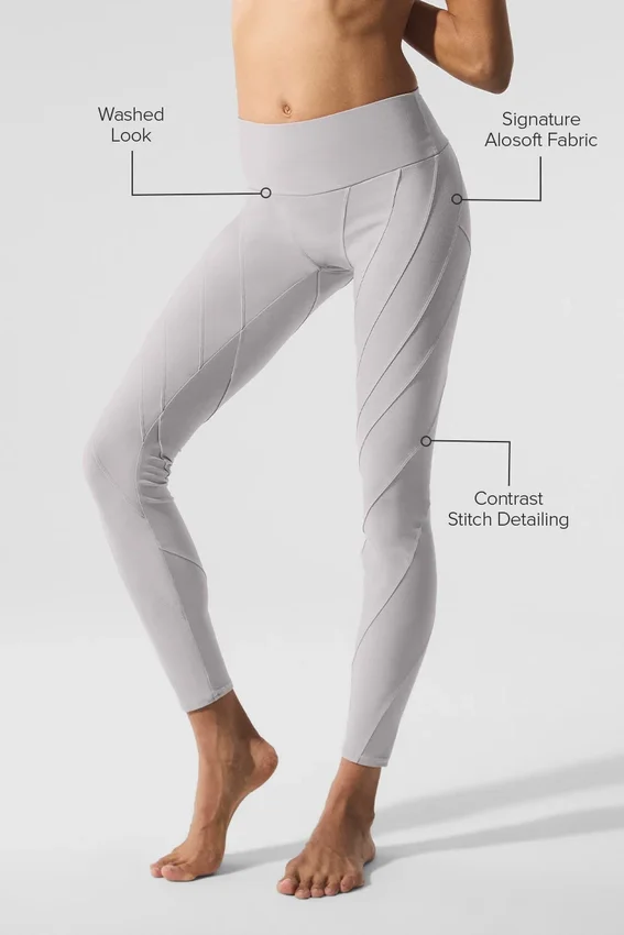 High-Waist Alosoft Sunray Legging lavado - Lavado gris cielo