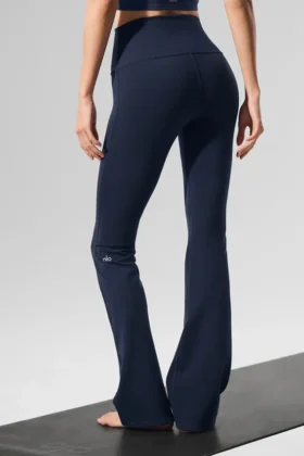 High-Waist Bootcut Leggings Airbrush – Azul marino
