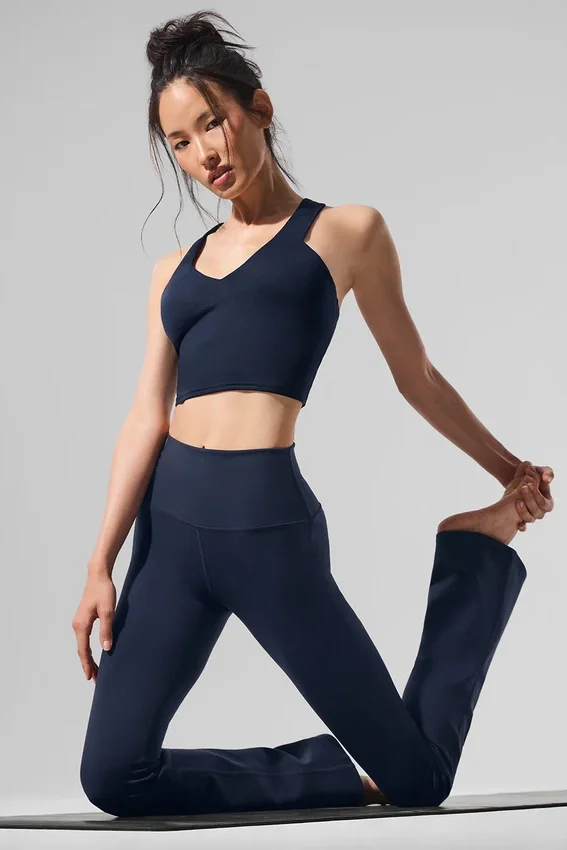 High-Waist Bootcut Leggings Airbrush - Azul marino