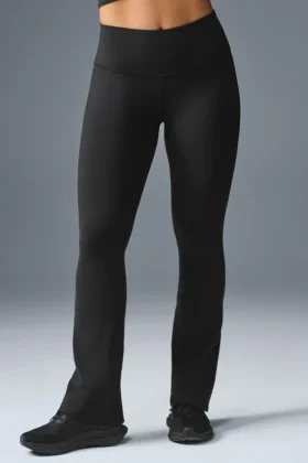 High-Waist Bootcut Leggings Airbrush - Negro