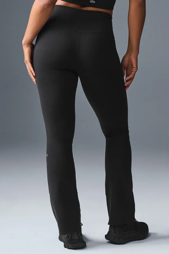 High-Waist Bootcut Leggings Airbrush - Negro