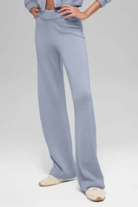 High-Waist Cashmere Wool Pantalón con corte ancho New Class - Winter Frost