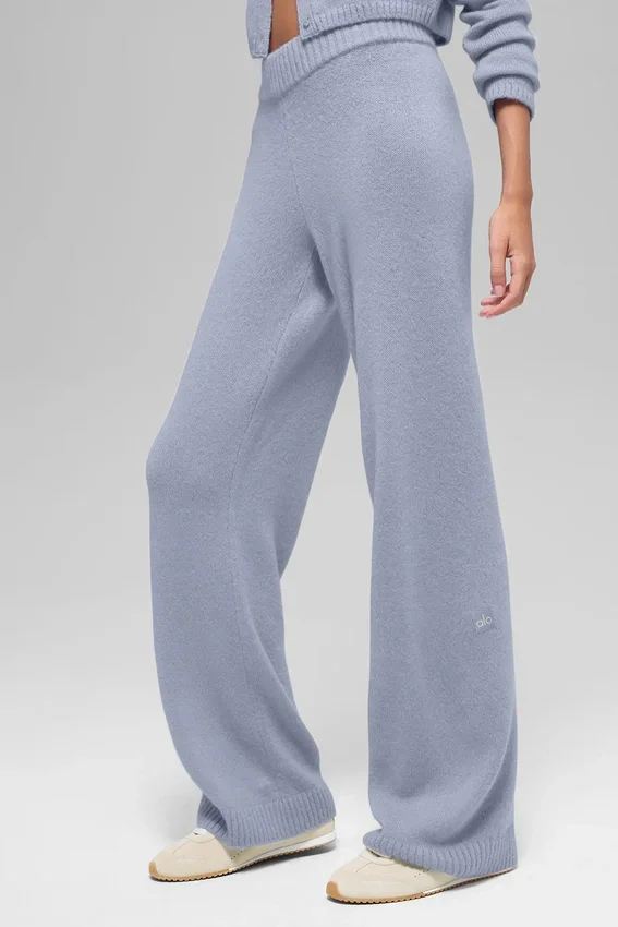 High-Waist Cashmere Wool Pantalón con corte ancho New Class - Winter Frost